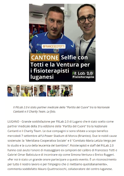 Selfie con Totti e la Ventura per i fisioterapisti luganesi